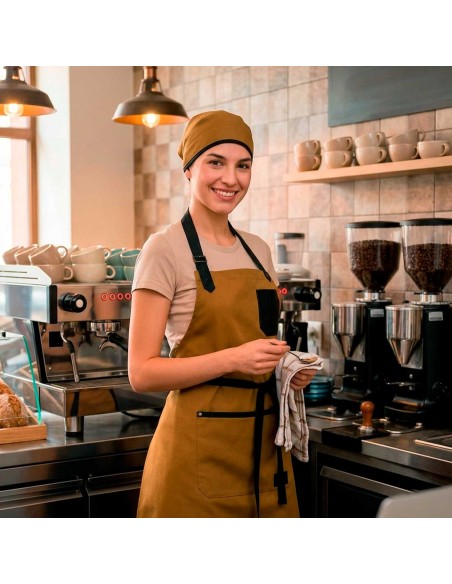 Bandana Caramelo Couro Preto Touca Cozinha Bar Restaurante Unissex