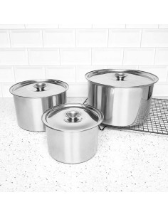 Porta Mantimentos Inox Lata Pote Tampa Armazenar 3L 2L e 1L 2