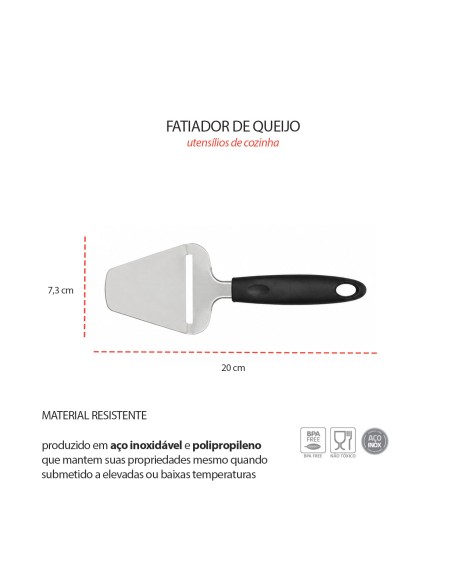 Fatiador de Queijo Cortador Frios Plaina Aço Inox Cabo Preto