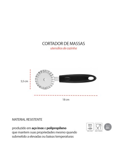 Cortador de Massas Carretilha Inox Corta e Fecha para Pastel
