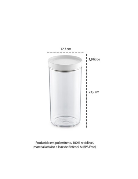 Porta Mantimentos Pote Transparente Tampa Preta 1,9L