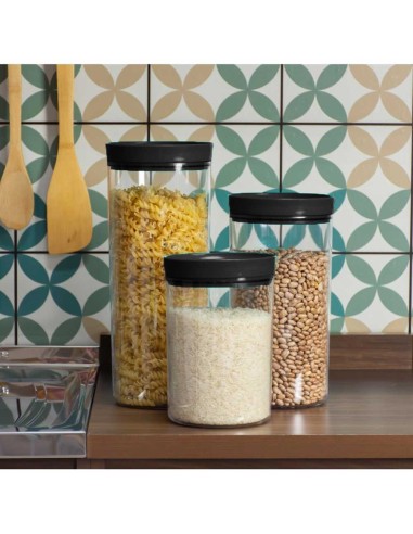 Porta Mantimentos Pote Transparente Tampa Preta...