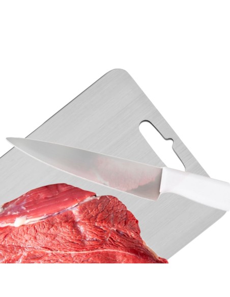 Tabua de Carne Corte Cozinha Profissional Aço Inox 24x15cm
