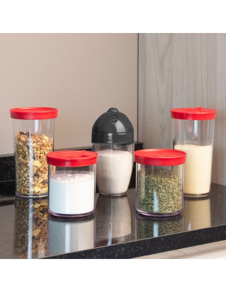 Porta Condimentos Pote Farinheiro Preto 300ml