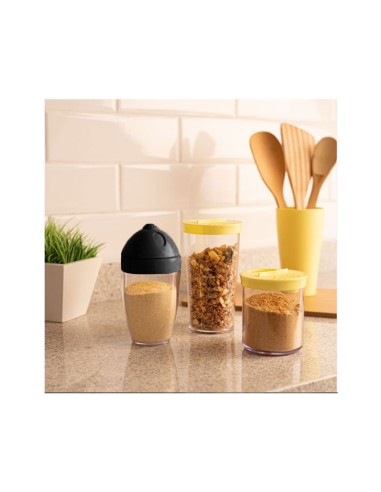 Porta Condimentos Pote Farinheiro Preto 300ml