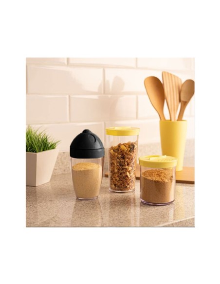 Porta Condimentos Pote Farinheiro Preto 300ml