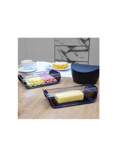 Manteigueira Preta Porta Frios Manteiga Tampa...