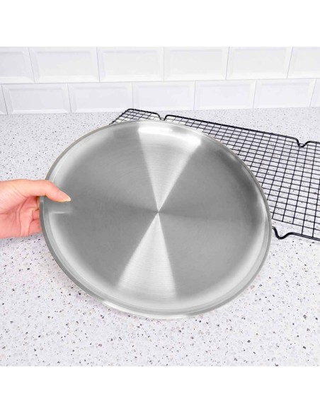 Prato Raso Bandeja Servir Buffet Restaurante Aço Inox 26cm
