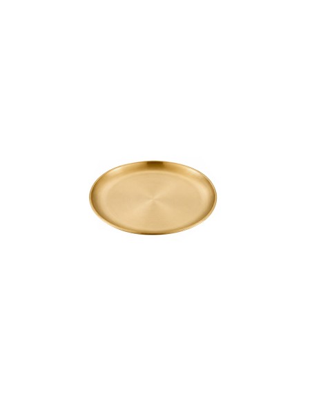 Prato Raso Dourado Sobremesa Lanche Buffet Aço Inox 17cm