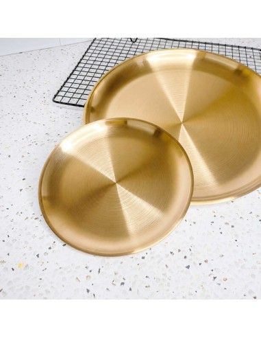 Prato Raso Dourado Sobremesa Lanche Buffet Aço...