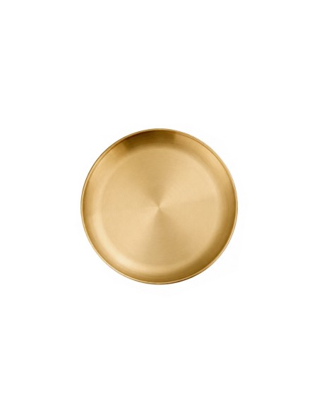Prato Raso Dourado Bandeja Servir Buffet Restaurante Aço 26cm