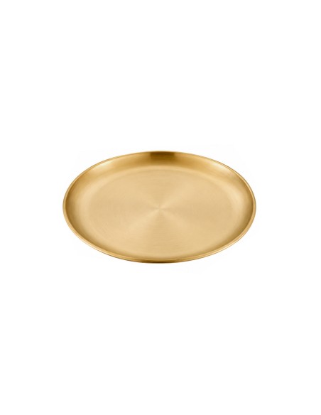 Prato Raso Dourado Bandeja Servir Buffet Restaurante Aço 26cm