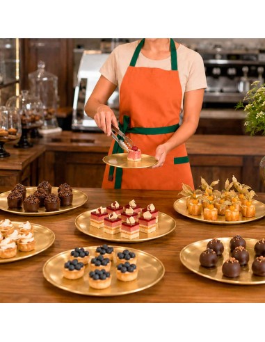 Prato Raso Dourado Bandeja Servir Buffet...