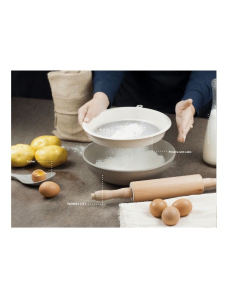 Peneira Sem Cabo Bege Marfim Utensilios ECO