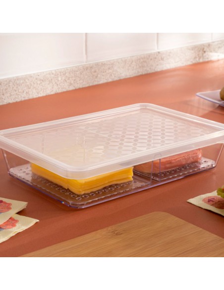 Porta Frios Mantimentos Tampa e Divisoria Removivel Transparente