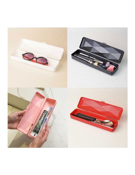 Estojo Vermelho Multiuso Porta Oculos Talheres Maquiagem