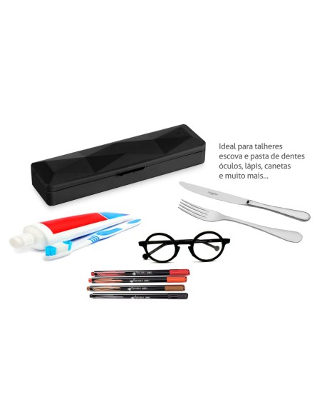 Estojo Preto Multiuso Porta Oculos Talheres Maquiagem