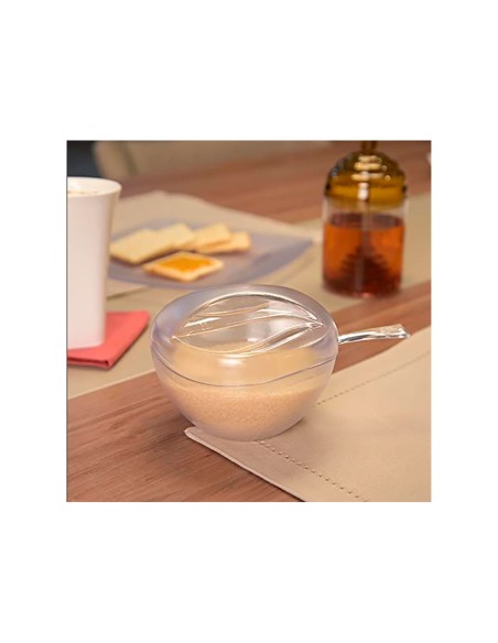 Açucareiro com Tampa e Colher Porta Açucar Transparente