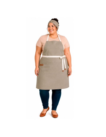 Avental Grande Bege Plus Size Caqui Vegano Restaurante Bistro