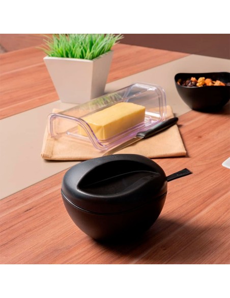 Açucareiro com Tampa e Colher Porta Açucar Preto