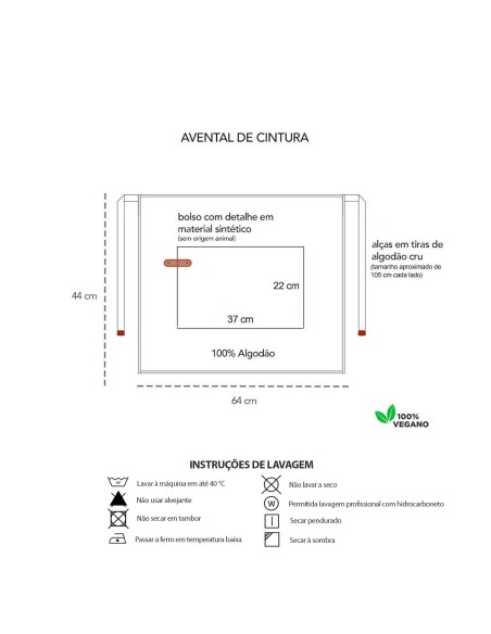 Avental de Cintura Azul Royal Algodão Cafeteria Padaria