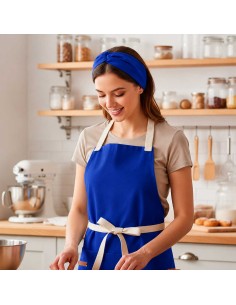 Faixa de Cabelo Turbante Bandana Azul Royal Chef Restaurante 2