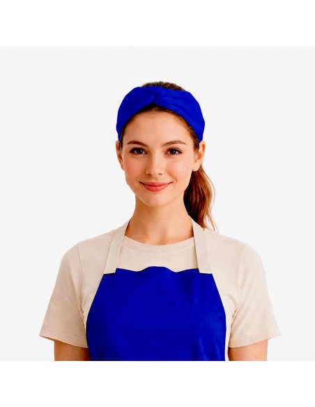 Faixa de Cabelo Turbante Bandana Azul Royal Chef Restaurante