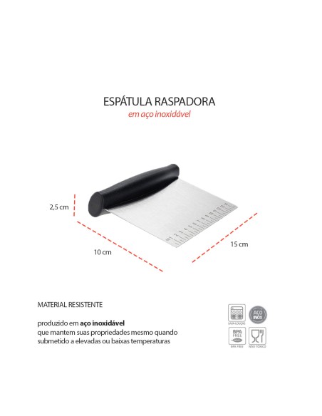 Espatula Multiuso Inox Raspadora Alisa Corta Massas Bolos Pão