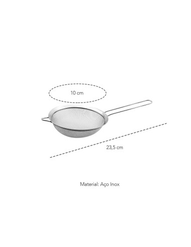Peneira Inox Cabo Aço Cozinha Confeitaria 10cm