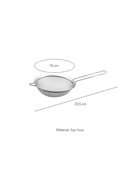 Peneira Inox Cabo Aço Cozinha Confeitaria 10cm