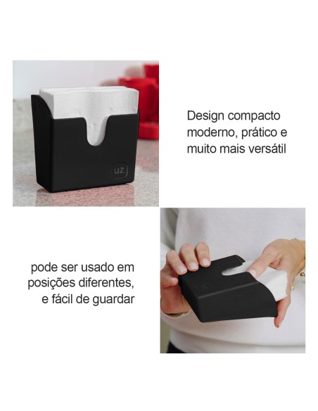 Porta Guardanapo de Mesa Preto Compacto Bar Restaurante