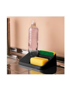 Porta Detergente Organizador de Pia Esponja Sabao Preto 2