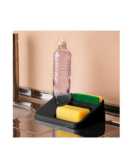 Porta Detergente Organizador de Pia Esponja Sabao Preto