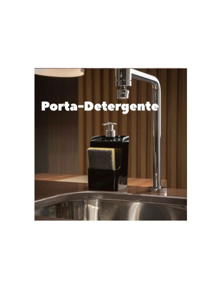 Porta Detergente Preto Dispenser Pia e Porta Esponja 500ml