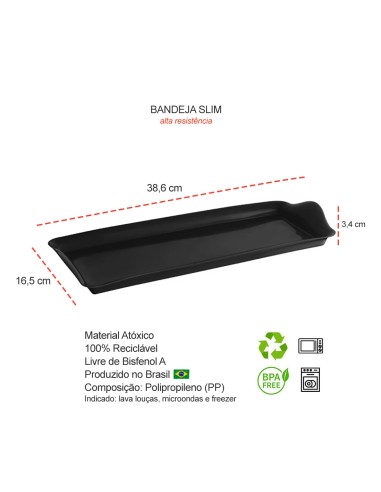 Bandeja Preta Retangular Bar Petiscos Cafe...