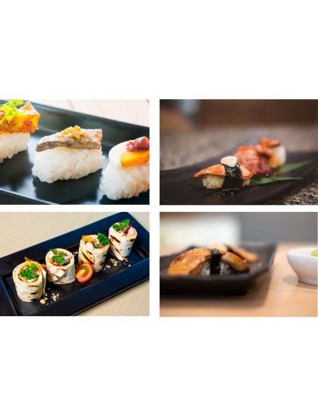 Bandeja Preta Retangular Bar Petiscos Cafe Sushi BPA Free