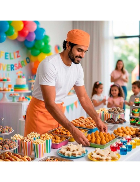 Bandana Laranja Chef de Cozinha Touca Unissex Ajustavel
