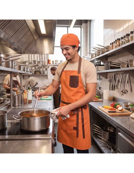 Bandana Laranja Chef de Cozinha Touca Unissex Ajustavel
