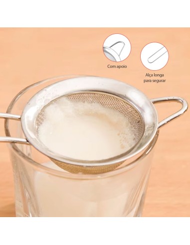 Peneira Pequena Aço Inox Cabo Cozinha...