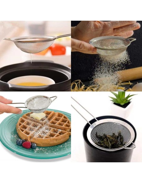 Peneira Pequena Aço Inox Cabo Cozinha Confeitaria 8cm