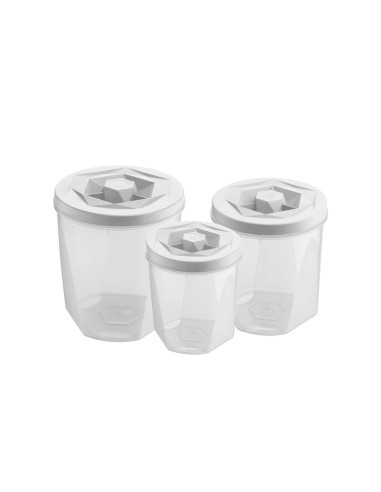 Porta Mantimentos Branco Tampa Rosca Pote Plastico 3un