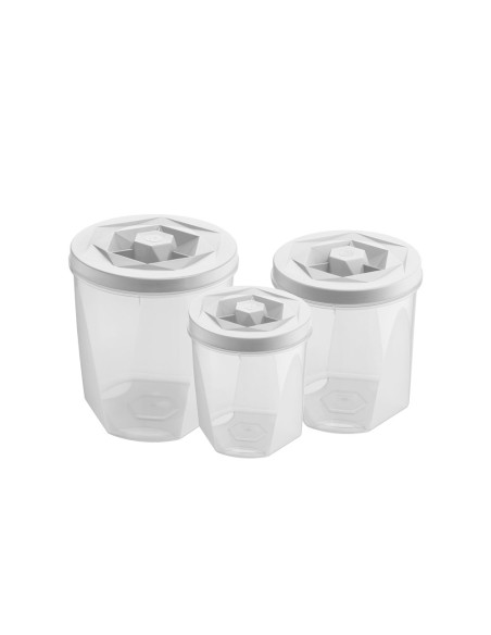 Porta Mantimentos Branco Tampa Rosca Pote Plastico 3un