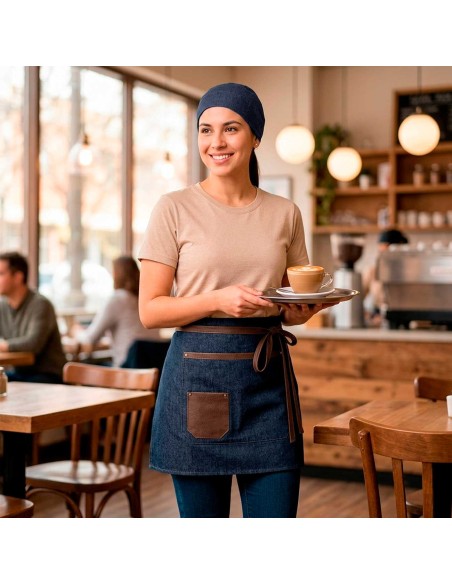 Bandana Jeans Azul Touca Cozinha Bar Ajustavel Unissex