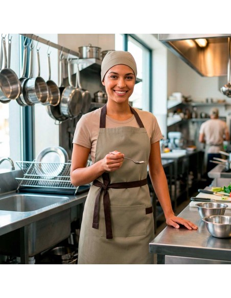 Bandana Bege Caqui Touca Cozinha Bar Ajustavel Unissex