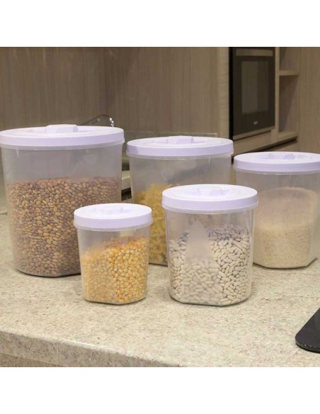 Porta Mantimentos Branco Tampa Rosca Pote Plastico 3un