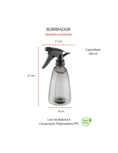 Borrifador Spray Multiuso Limpeza Preto Transparente 500ml