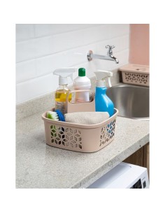 Cesto Organizador Produtos de Limpeza Alça Cesta Nude Bege 2