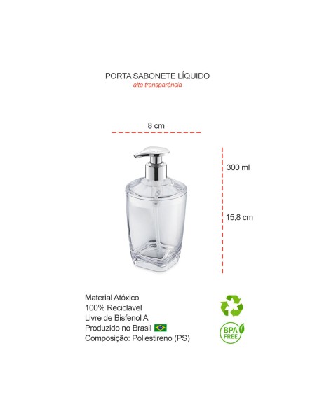 Porta Sabonete Liquido Alcool Dispenser Transparente Pump