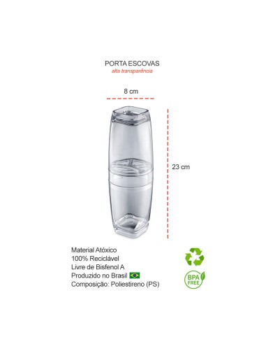 Porta Escova de Dentes Tampa Transparente...
