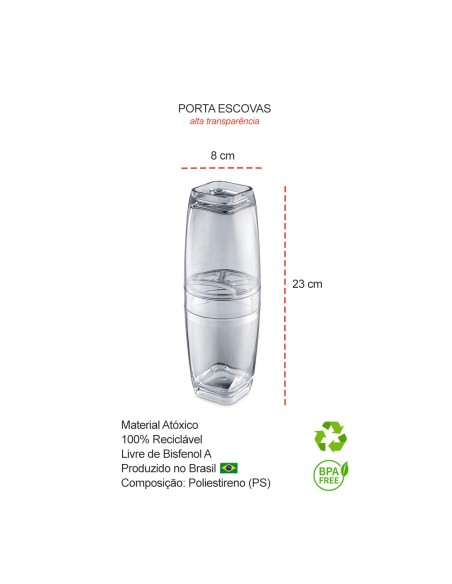 Porta Escova de Dentes Tampa Transparente Acessorio Banheiro